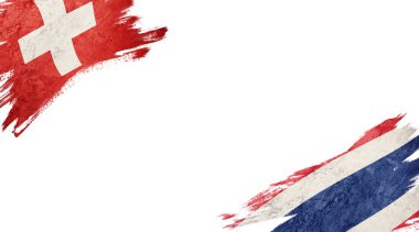 Beyaz Arkaplanda İsviçre ve Tayland Bayrakları